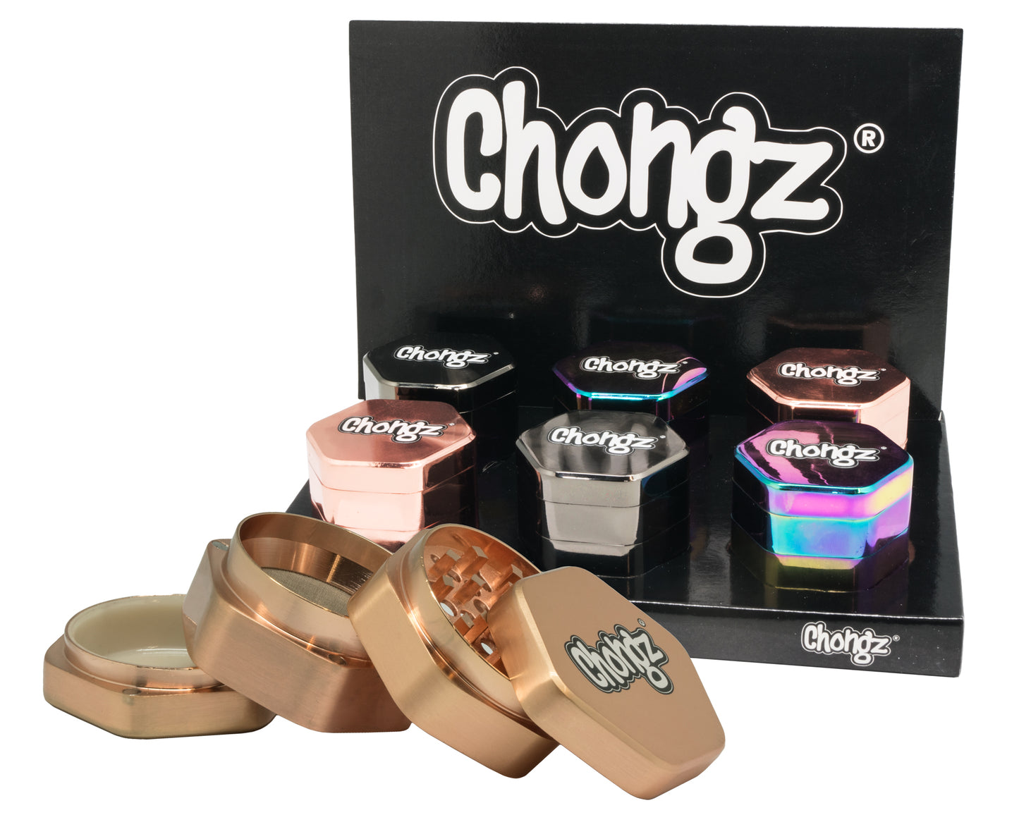 Chongz "HEX" 4pt 50mm Grinder asst colours