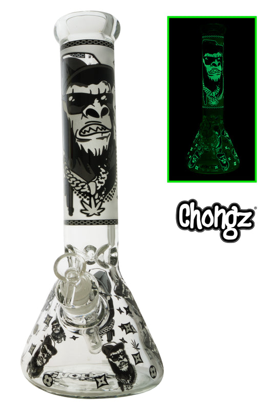 Chongz Glass 33cm "Monkeee Maan" 7mm Glow- Black